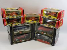 BURAGO 1/18TH SCALE MODELS (4) and 1/24 Team Beta F1 scale models (5)