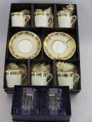 ROYAL DOULTON FINE CRYSTAL TUMBLERS (BOXED), Wedgwood Whitehall 6 piece coffee set boxed