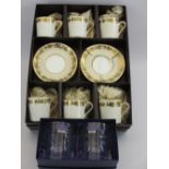 ROYAL DOULTON FINE CRYSTAL TUMBLERS (BOXED), Wedgwood Whitehall 6 piece coffee set boxed