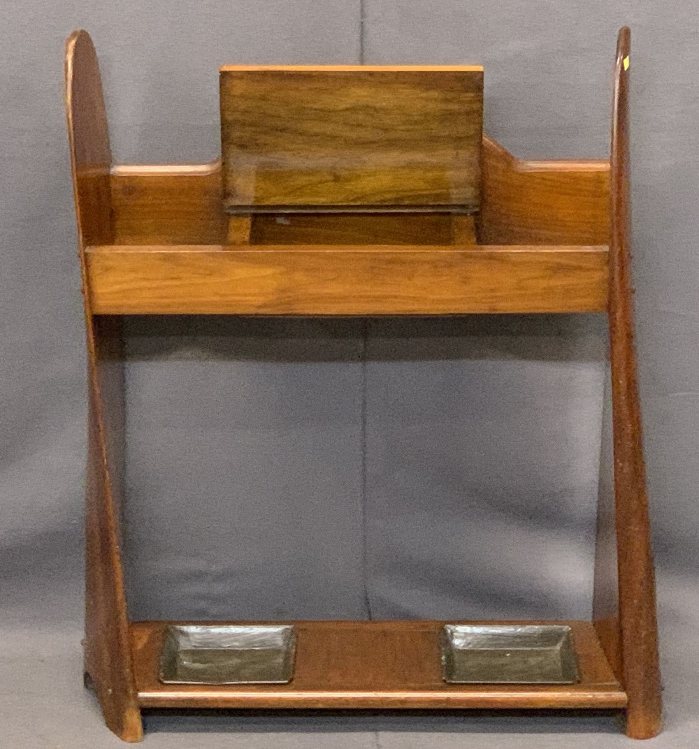 WW1 PROPELLER BLADE MAHOGANY STICKSTAND - with central lidded glove box and under-tiered drip trays, - Image 2 of 3