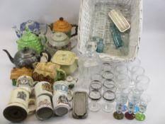 CHINA & GLASSWARE - vintage chemist bottles, commemorative china, novelty teapots, Rolls razors,