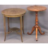 19TH & EARLY 20TH CENTURY OCCASIONAL TABLES (2) - a mid-19th century fiddle back top circular