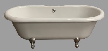 BATHROOM FURNITURE - freestanding plastic bath tub with four ornate chrome effect feet, 58cms H,