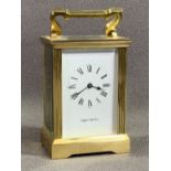 MAPPIN & WEBB BRASS CARRIAGE CLOCK, 13cms H (handle down)