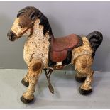 VINTAGE MOBO TINPLATE RIDE-ON HORSE, 76cms H, 70cms L