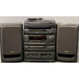 AIWA STACKING STEREO SYSTEM including double tape deck and turntable, remote control and speakers