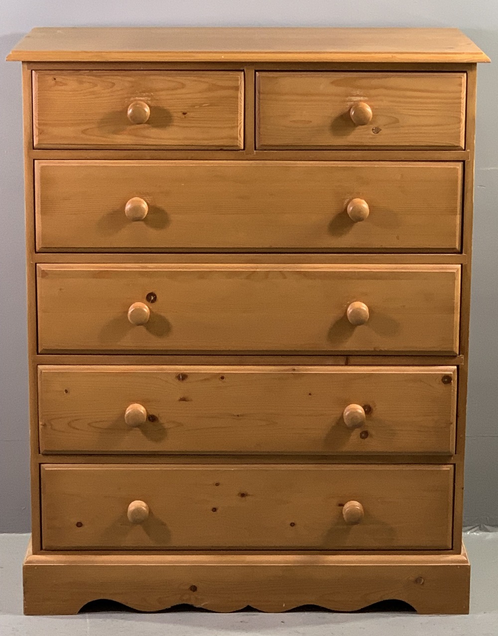 CHEST OF DRAWERS - modern pine with two over four drawers, 115cms H, 93cms W, 47cms D