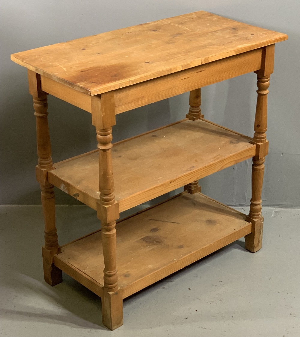 ANTIQUE PINE WASHSTAND with tiled railback, single drawer and base shelf, 105cms H, 89cms W, 40cms D - Image 7 of 8