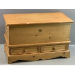 PINE BLANKET BOX with two base drawers, 57cms H, 92cms W, 47cms D
