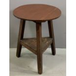 ANTIQUE PINE CRICKET TABLE, 64cms H, 53cms diameter