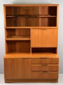 MID-CENTURY STYLE WALL UNIT by McIntosh with shelved and desk upper section and three drawers and