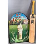 CRICKET INTEREST - W G Grace plaque for Gloucester County Cricket Club and a Newbery handmade