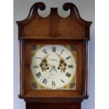 OAK LONGCASE CLOCK - John Jones, Caernarfon, eight day movement, painted dial with Roman numerals,