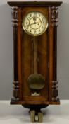 VIENNA PENDULUM WALL CLOCK - painted dial with brass bezel, initialled 'G B' to the dial, with