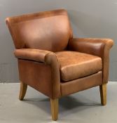 MODERN EASY CHAIR in brown leather effect, 80cms H, 74cms W, 45cms D