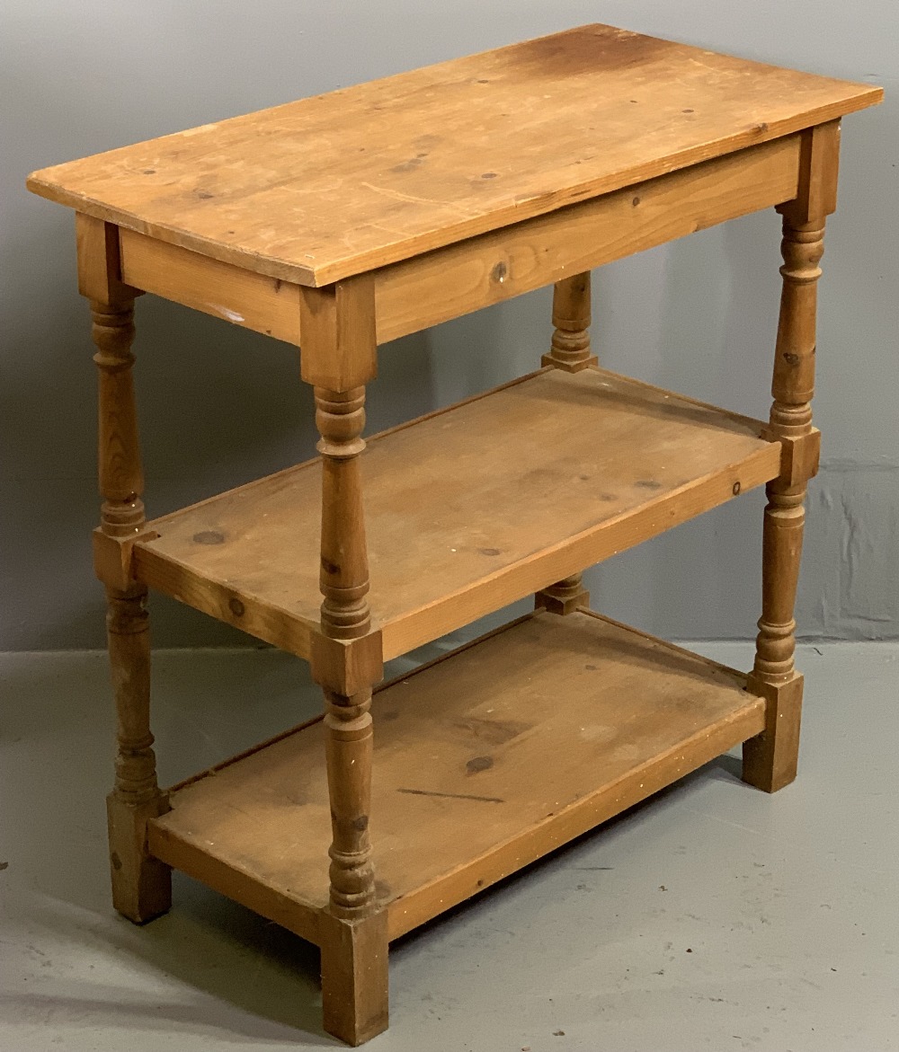 ANTIQUE PINE WASHSTAND with tiled railback, single drawer and base shelf, 105cms H, 89cms W, 40cms D - Image 8 of 8
