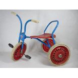 VINTAGE TRIANG TRICYCLE in red and blue with white rubber wheels, 49.5cms H overall, 70cms L