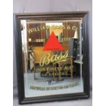 ORIGINAL PUB ADVERTISING MIRROR for Bass Finest Ale, excellent condition save very light ghosting,