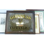 VINTAGE STYLE GUINNESS STOUT ADVERTISING MIRROR, small mixed quantity of paintings and prints with a