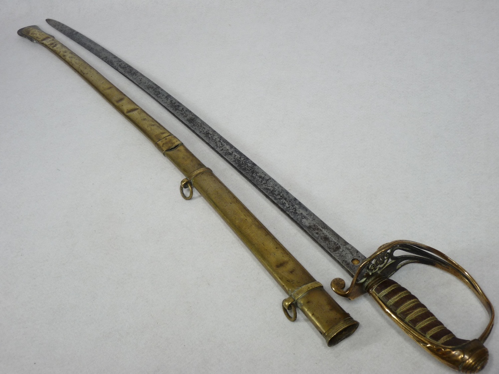 HEBBERT & CO 1845 PATTERN INFANTRY OFFICER'S SWORD, Victoria crowned VR cypher to the gothic brass - Image 6 of 6