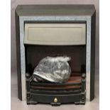 MODERN COAL EFFECT ELECTRIC FIRE in black and chrome, 62.5cms H, 52.5cms W, 30cms D maximum E/T