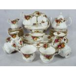 ROYAL ALBERT OLD COUNTRY ROSES TEAWARE, 40 PLUS PIECES including teapot and cover