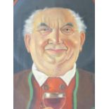 T S KIRBY oil on canvas - portrait of a jolly cardinal with wine glass, 44 x 34cms