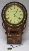 SINGLE FUSEE DROP DIAL ANTIQUE WALL CLOCK BY A N FRENCH, NEWCASTLE - Rosewood cased with mother of