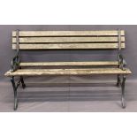 CAST IRON & WOODEN SLATTED GARDEN BENCH - 67cms H, 122cms L, 50cms D