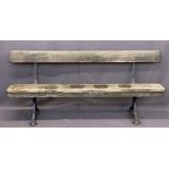 VINTAGE CAST IRON & WOODEN STATION PLATFORM STYLE BENCH by T Larmuth & Co, Salford - 79.5cms H,