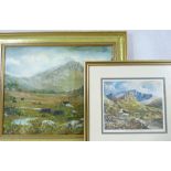 GWYNETH TOMOS oil on canvas along with a framed limited edition print, the oil depicting cattle