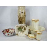 VICTORIAN & LATER POTTERY GROUP to include a four piece wash and jug bowl set, Imari bowl and one