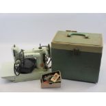 VINTAGE SINGER 221K ELECTRIC SEWING MACHINE WITH FOOT PEDAL in original carry case