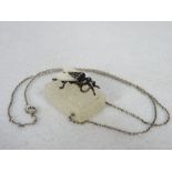 TORBEN HARDENBERG SCULPTURAL PENDANT NECKLACE - Fly on a sugar cube, circa 1970-80, sterling