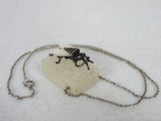 TORBEN HARDENBERG SCULPTURAL PENDANT NECKLACE - Fly on a sugar cube, circa 1970-80, sterling