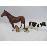 BESWICK POTTERY ORNAMENTS (4) to include 'Champion Claybury Leegwater' cow, 'The Winner' standing