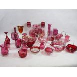 CRANBERRY & RUBY GLASSWARE, a good quantity of Victorian and later, approximately thirty pieces