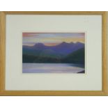 JULIE HOPKINS pastel - Snowdonia sunset, signed, 19 x 29cms