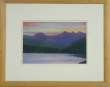 JULIE HOPKINS pastel - Snowdonia sunset, signed, 19 x 29cms