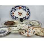 LARGE IRONSTONE TYPE & OTHER MEAT PLATTERS & TABLEWARE - a mixed quantity