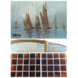 LATE 1930/20TH CENTURY watercolours, a pair - coastal scenes with numerous boats, indistinctly