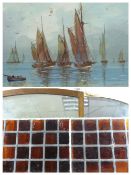 LATE 1930/20TH CENTURY watercolours, a pair - coastal scenes with numerous boats, indistinctly