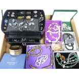 VINTAGE & LATER COSTUME JEWELLERY - to include a black jewellery case and contents containing a