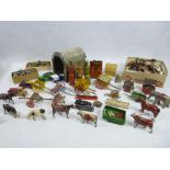 BRITAINS & OTHER DIECAST TOYS & VEHICLES, tinplate petrol pumps, farm animals, figurines ETC to