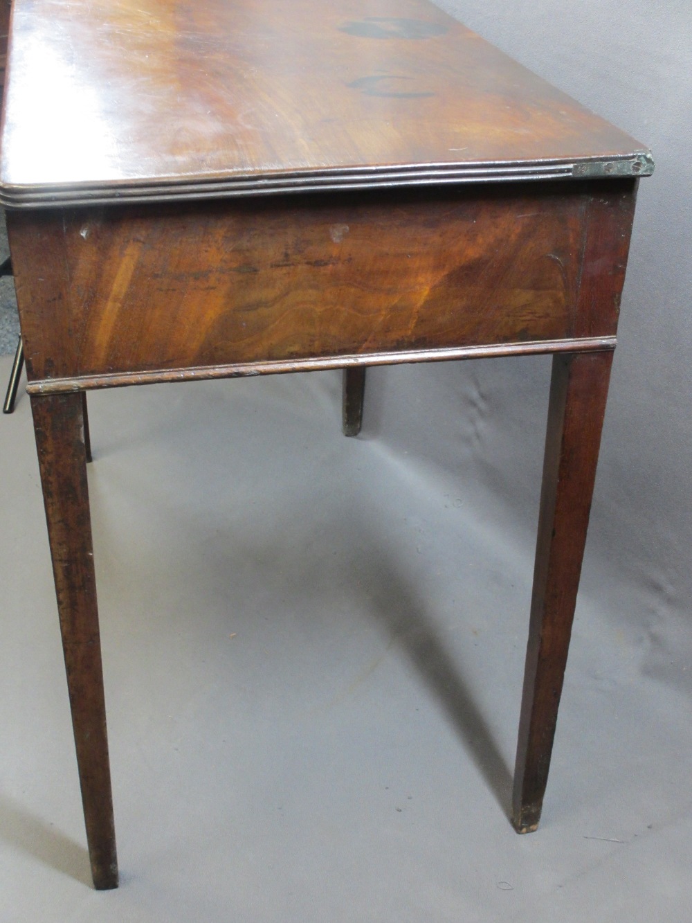 19TH CENTURY MAHOGANY SINGLE DRAWER WRITING TABLE - on tapered supports, 70cms H, 90cms W, 46cms D - Image 3 of 3