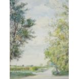 C J THORNTON watercolour titled to label verso 'The Fosse Way', 53.5 x 35.5cms