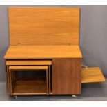 McINTOSH TRISTOR TEAK COMBINATION LOW TABLE WITH SIDE STORAGE - the foldover top over two occasional