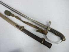 DANISH OFFICER'S DRESS SWORD with original scabbard, the blade marked 'W K & C', with King's head