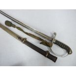 DANISH OFFICER'S DRESS SWORD with original scabbard, the blade marked 'W K & C', with King's head