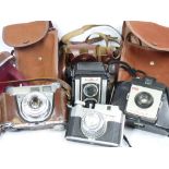 CAMERAS - Kodak Retinette, Bencini Comet S, Kodak Duaflex II and a Brownie
